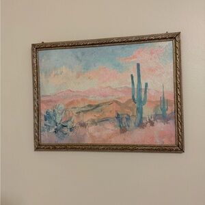 Michaels Cactus Landscape Painting in Pink and Blue